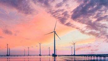Photo depicts The sunset on Bac Lieu wind power field