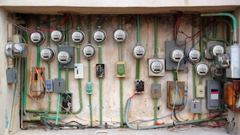 photo of a collection of numerous electricity meters