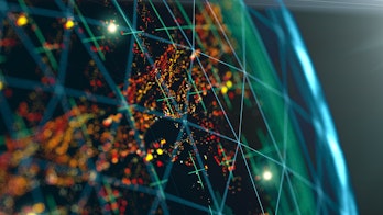 Photo depicts a World map and city lights. Global social network and internet concept.Futuristic background with planet Earth and space.3d illustration