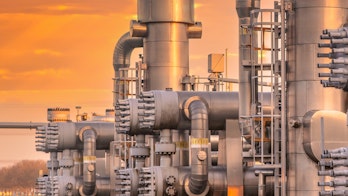 Photo depicts Oil and gas processing plant in the Groningen Gas Field area with pipe line valves. This is one of the few natural gas fields in Europe.