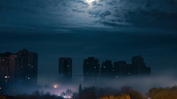 Night Cityscape With Full Moon Through The Clouds Blackout In Kyiv Ukraine Shutterstock 2226055473
