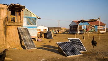 Photo depicts a solar panel in a village in Madagascar